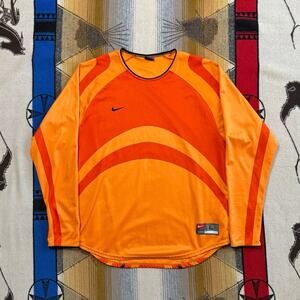 Vintage Y2K Nike Soccer Goalie Goalkeeper Jersey Mens Size Large Orange Adult